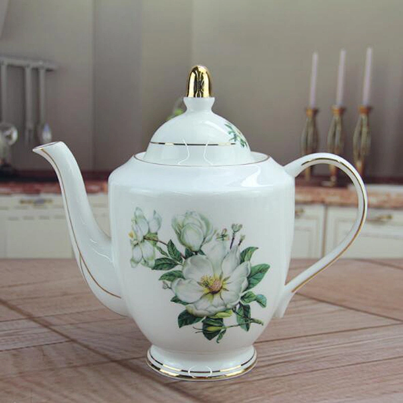 New arrived unbreakable bone china royal ceramic teapot coffee set tea set with gold handle