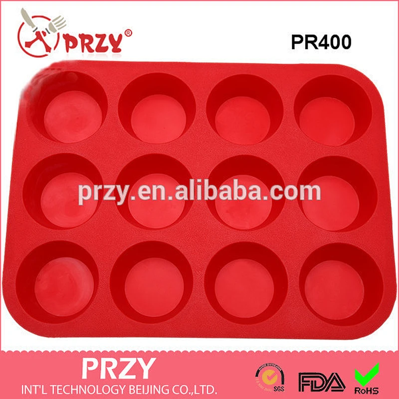 food grade heat resistant non-stick 12 cup silicone muffin pan -PR400