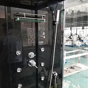 Pinghu Black Printed Tempered Glass Shower Cabin