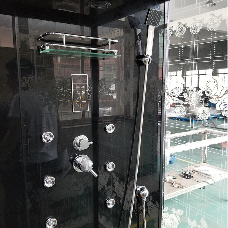Pinghu Black Printed Tempered Glass Shower Cabin