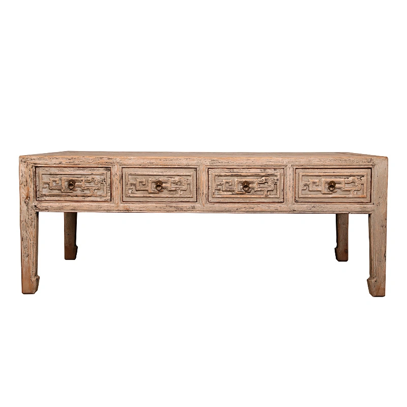 recycle pine wood dry painting antique chinese coffee table