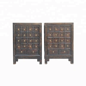 chinese antique lacquer wooden apothecary medicine chest cabinet furniture