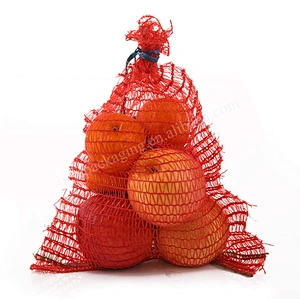 Cheap and reusable orange raschel mesh bag with drawstring for potato,onion