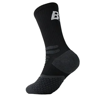 men's black free terry sport basketball socks