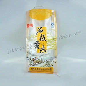 Transparent pp woven rice packing bag with plastic handle for 5kg 10kg