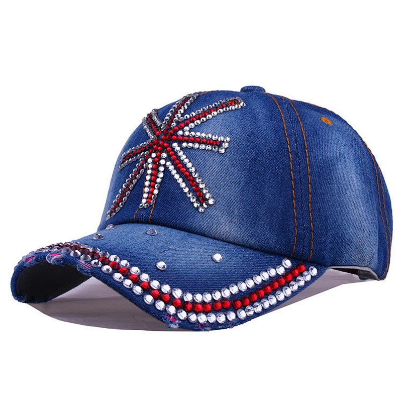 Cowboy Denim Dad Hats Custom Rhinestone Baseball Caps