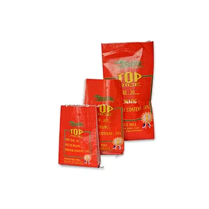 Factory sale laminated red printing pp woven rice packing bag with D handle 5kg,10kg,15kg