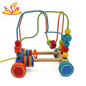 New arrival baby educational wooden pull along toys for 1 year old W05C098
