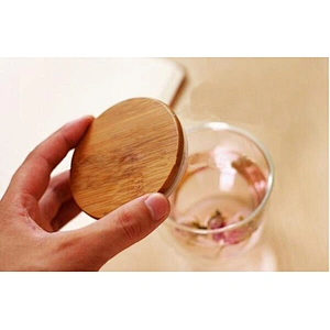 Hot-Sale High-End  450 ML Transparency Double Glass Cup  With  Bamboo Cover