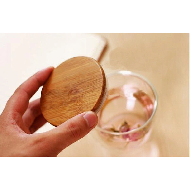 Hot-Sale High-End  450 ML Transparency Double Glass Cup  With  Bamboo Cover