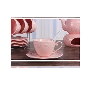 New design multifunctional coffee cup set 6 cups and spoon matching iron frame/three pot/pot holder