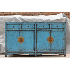 cheap chinese furniture Blue four door four drawer box antique cabinet living room furniture