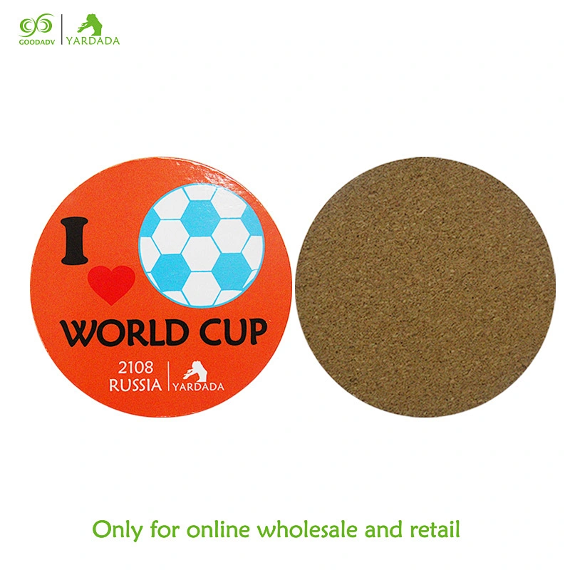 World Cup Design MDF Coasters, environmentally friendly anti skid high quality novelty football cork coaster in stock