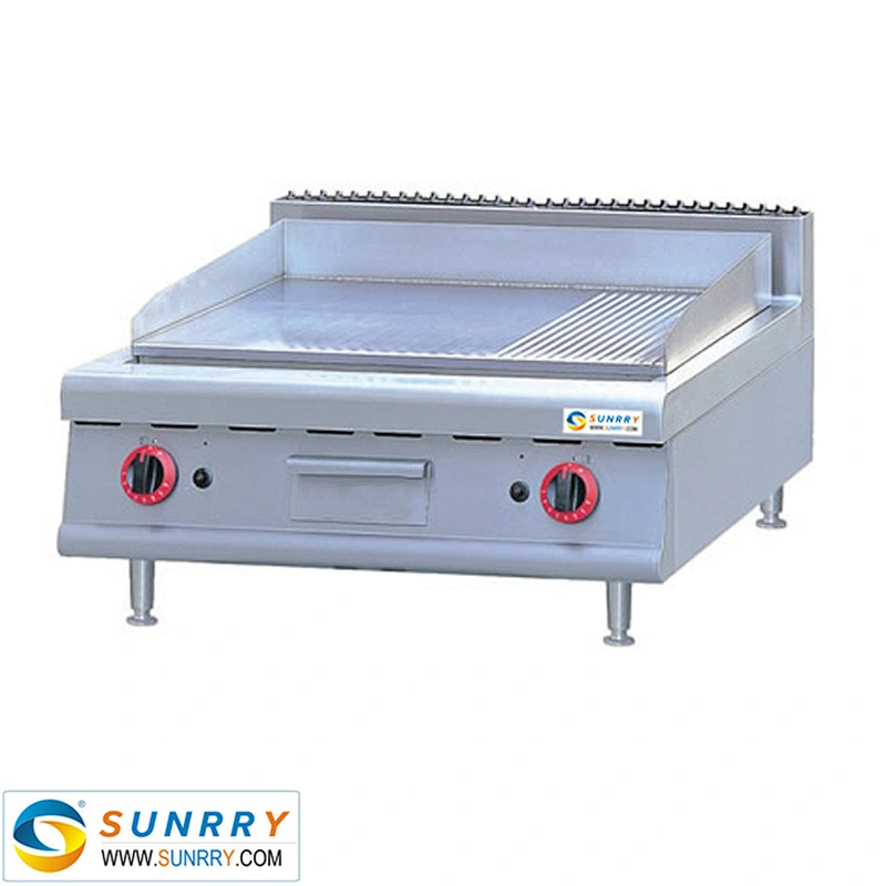 Commercial 2/3 flat and 1/3 grooved table-top gas teppanyyaki grill bbq griddle for restaurant equipment