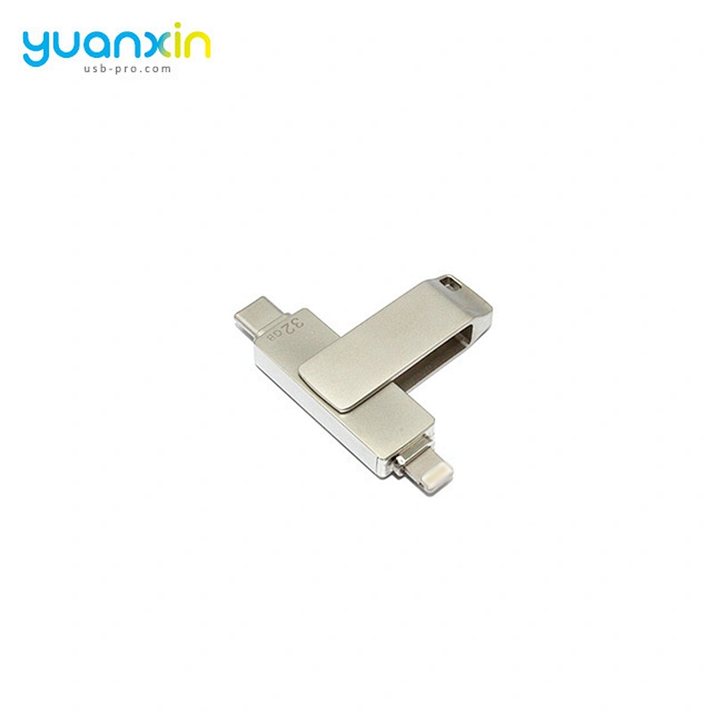 MFi Certificated Dual Port Metal OTG USB Flash Drive for iPhone and Type C