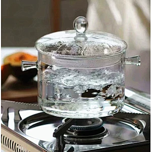 1.3L1.5L, 2L clear transparent pyrex borosilicate small glass cooking pot with lid