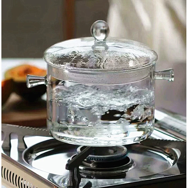 1.3L1.5L, 2L clear transparent pyrex borosilicate small glass cooking pot with lid