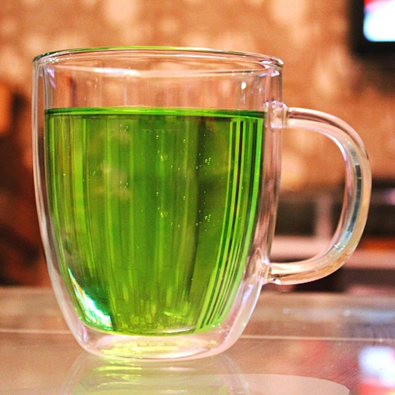 Wholesale Beer Tea Mug Double Wall Glass Cups Customized Logo Water Glass Mug with Handle 475 ml