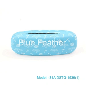 High Quality Men's OEM Cute branded Metal Portable PU leather optical eyeglasses case Pouch  Hinge with logo