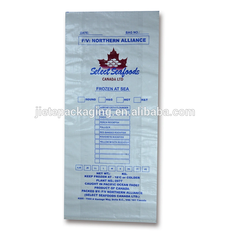 PP woven bag for packing frozen seafoods with printing