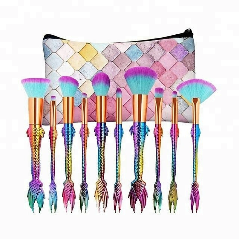 Glitter Fish Designer Makeup Brush Set With Bag
