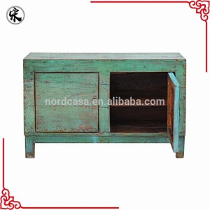 asian antique pine wood 2 door cabinet