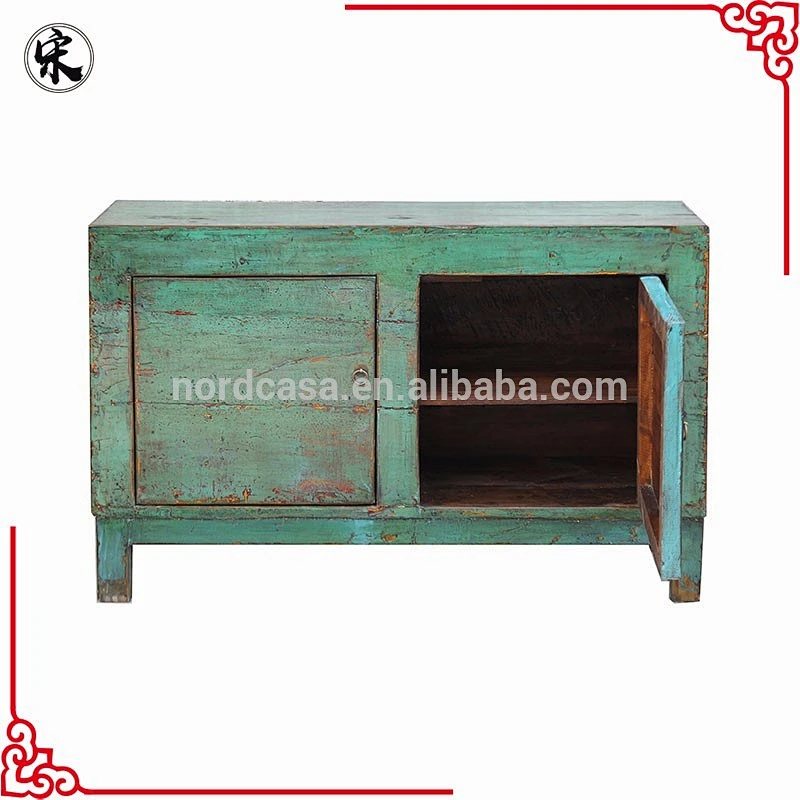 asian antique pine wood 2 door cabinet