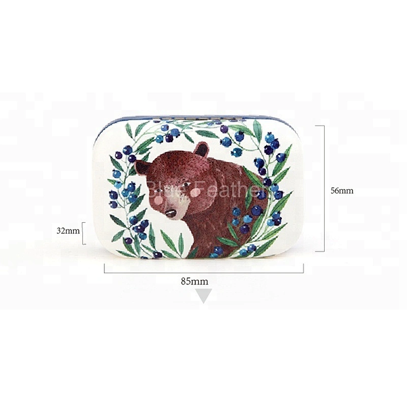 Cute cat custom design PU Leather contact lens case with mirror