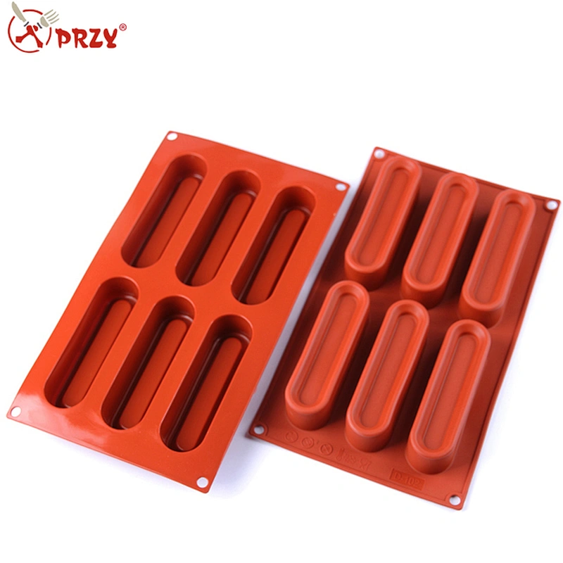 6 cavities Strip Food Grade Silicone Mousse Cake Molds Non-Stick Bake Cake Mould Diy dessert molds