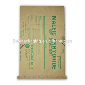chemical cement in 20kg 25kg kraft brown paper carrier bag with a plastic liner