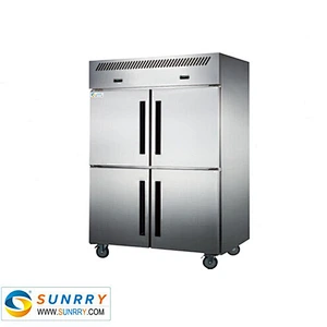 Commercial double sided 4 doors half freezer half deep refrigerator for soft cold drink