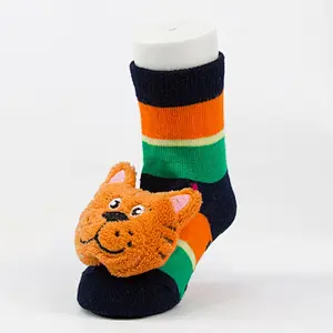 Autumn Winter wholesale kids manufacturers Newborn non slip floor lovely cartoon cat bear coral velvet Baby shoe Socks