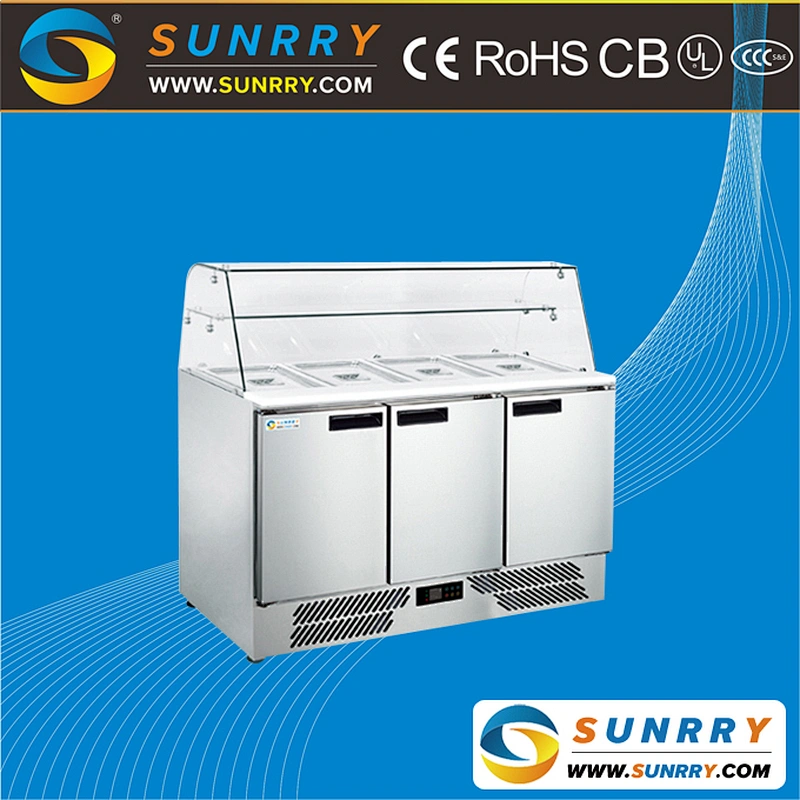 Curved Glassed Refrigerated Salad Pizza Sandwich Making Table 5 Pans (SY-RST900G SUNRRY)