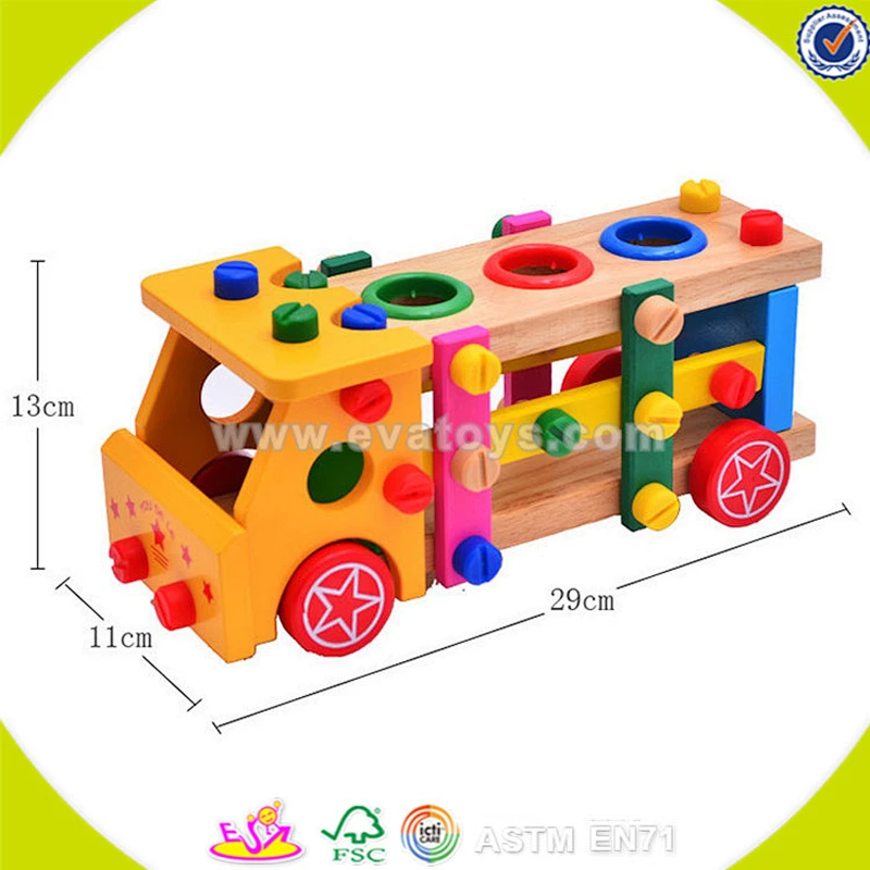 wholesale top quality baby wooden assemble screws toy teaching toy kids wooden assemble screws toy W03C015