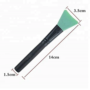 Wholesale black wood handle flat silicone face/facial mask applicator brush for makeup