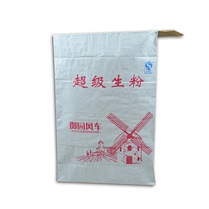 kraft paper flour bag with valve port for potato starch, corn wheat flour 25kg