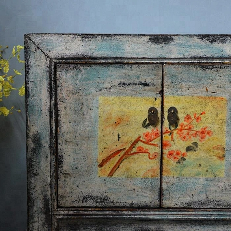 wholesale chinese antique reproduction distressed painted cracked storage furniture