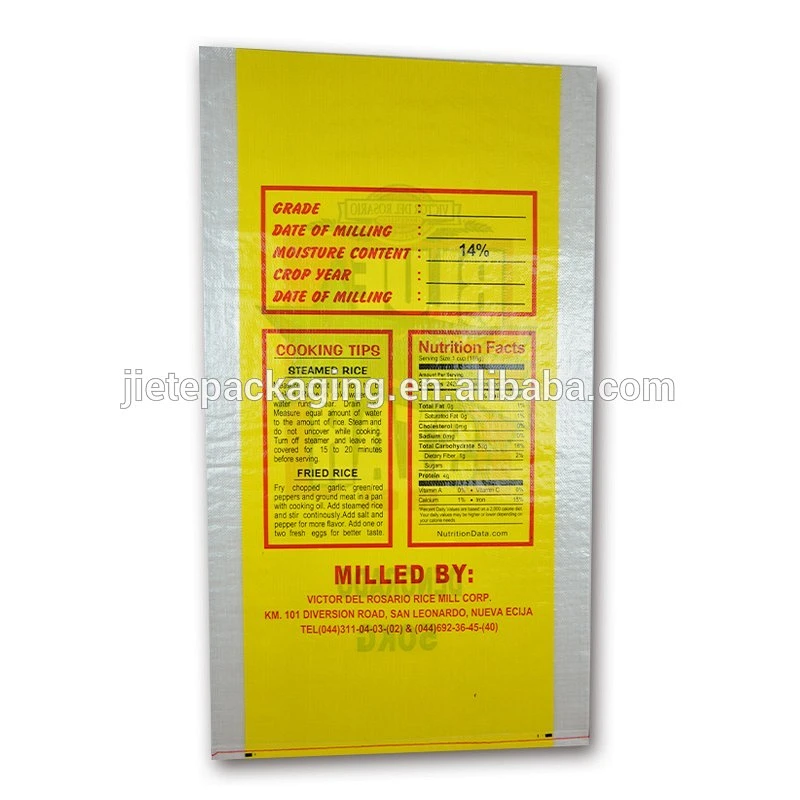Accept custom order and agriculture industrial use one time used polypropylene pp woven rice bag