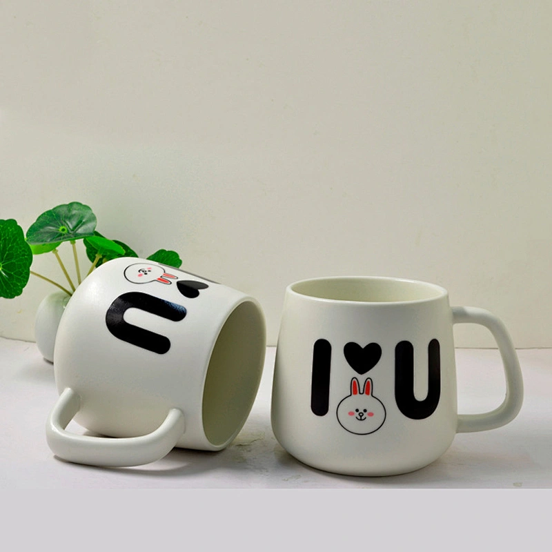 2019 fashion design rabbit pattern heat sensitive color changing mug heart shape travel mug unique color changing coffee mug