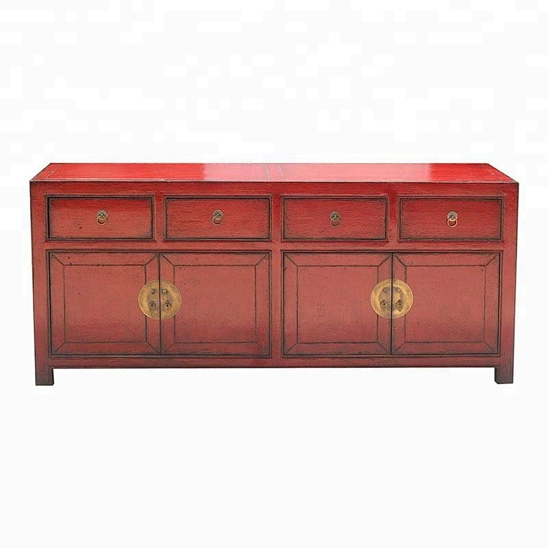 chinese solid wood pine lacquer buffet furniture