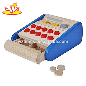 new product kids wooden cashier toy funny pretend children wooden cashier toy for wholesale W10A062