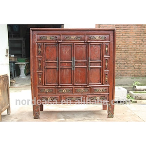 Chinese antique buddha cabinet original red