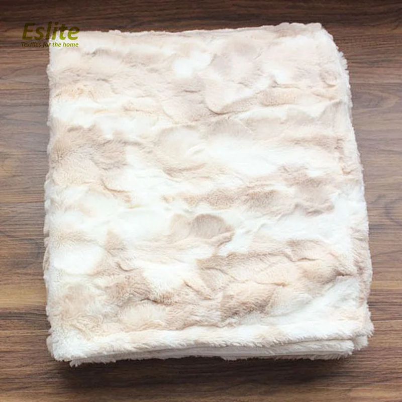 100%Polyester Brushed Printing PV Luxury Faux Fur Throw