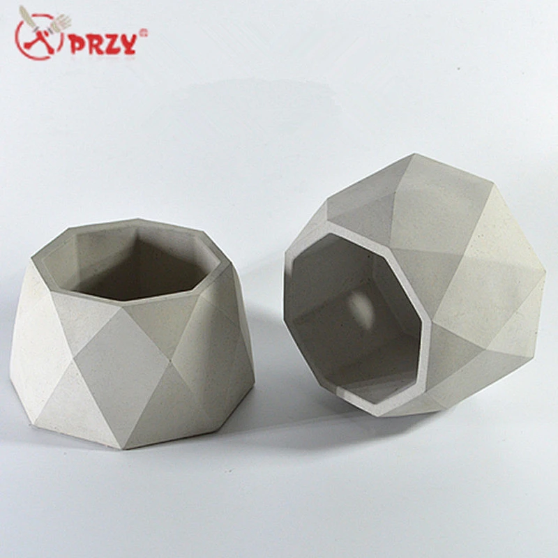 Noric Geometric octagon Concrete flower pot molds silicone diamond Cement Desktop Decorations Molds