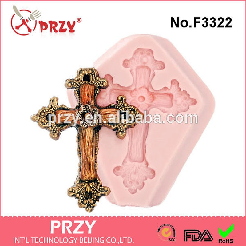F3322 Silicone Rustic Cross Mold Mould for Fondant - Gum Paste - Chocolate - Candy