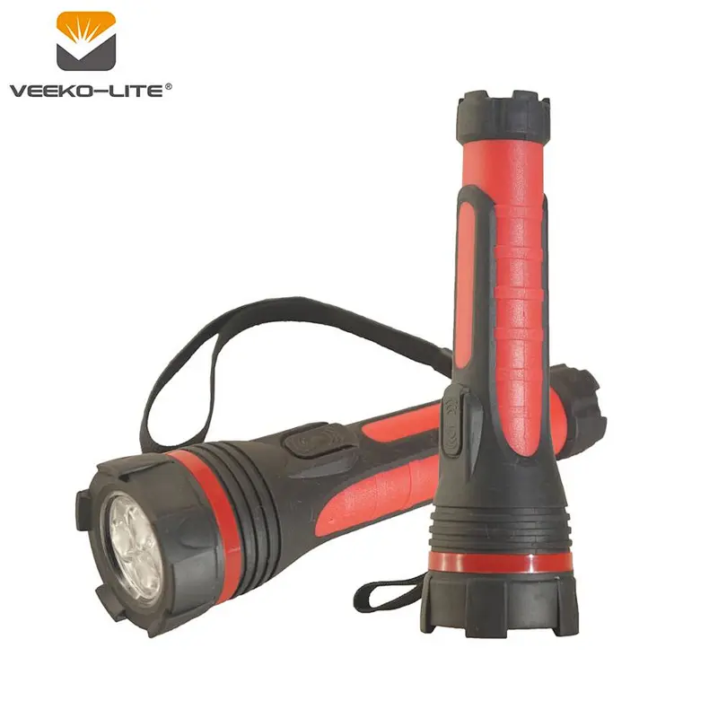 2018 hot sale 1W 3LED TPR torch rubber  light  and 2AA Battery plastic waterproof  flashlight