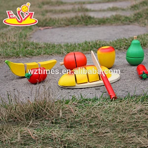 Wholesale role play wooden cutting food toy funny wooden cutting food toy for kids W10B106