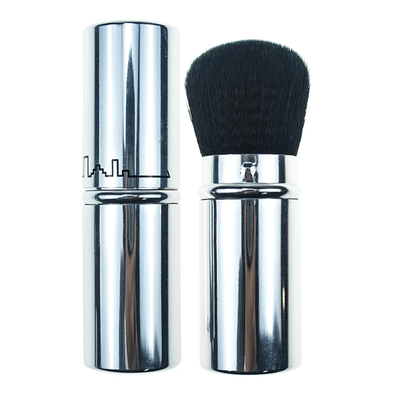 Customer logo Silver metal handle Synthetic hair high quality retractable power brush