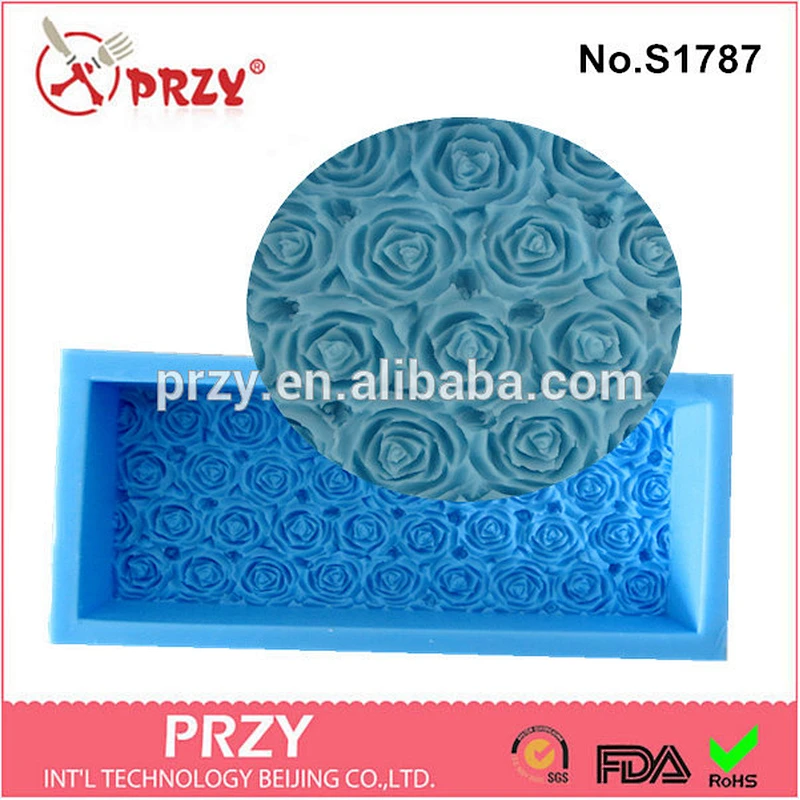 S1787 rectangle rose soap mold 3d silicone soap mold