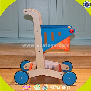 wholesale baby wooden shopping cart toy, orange color wooden shopping cart toy, cheap wooden shopping cart toy W16E016